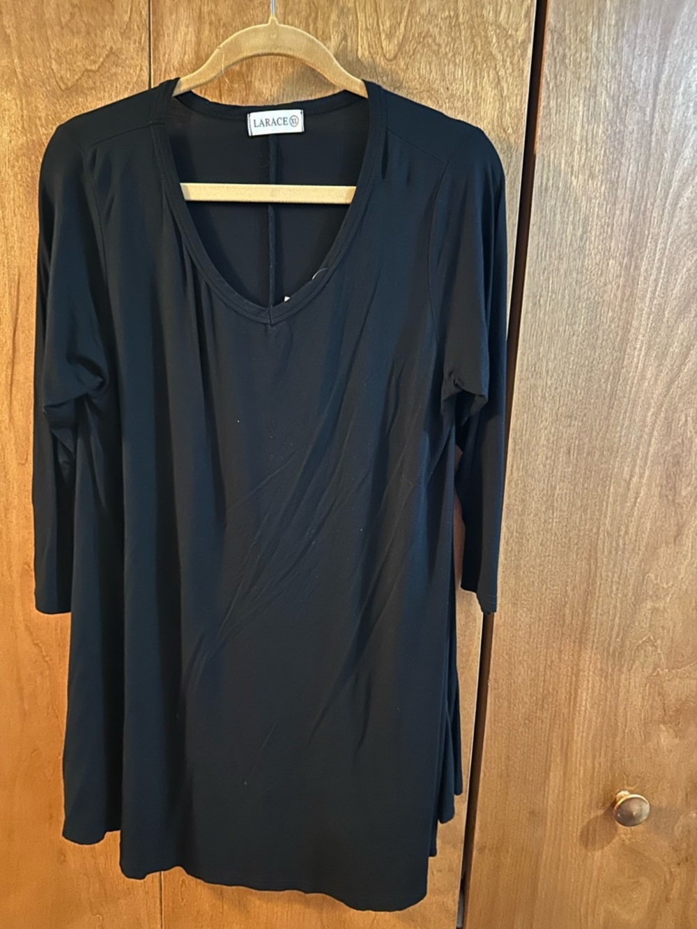 LARACE Black V-Neck Tunic Top XL